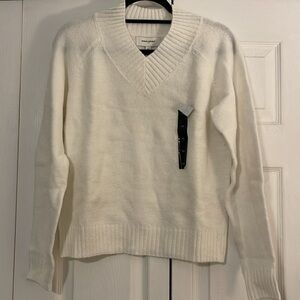 Banana Republic Off White Cozy V-Neck Sweater